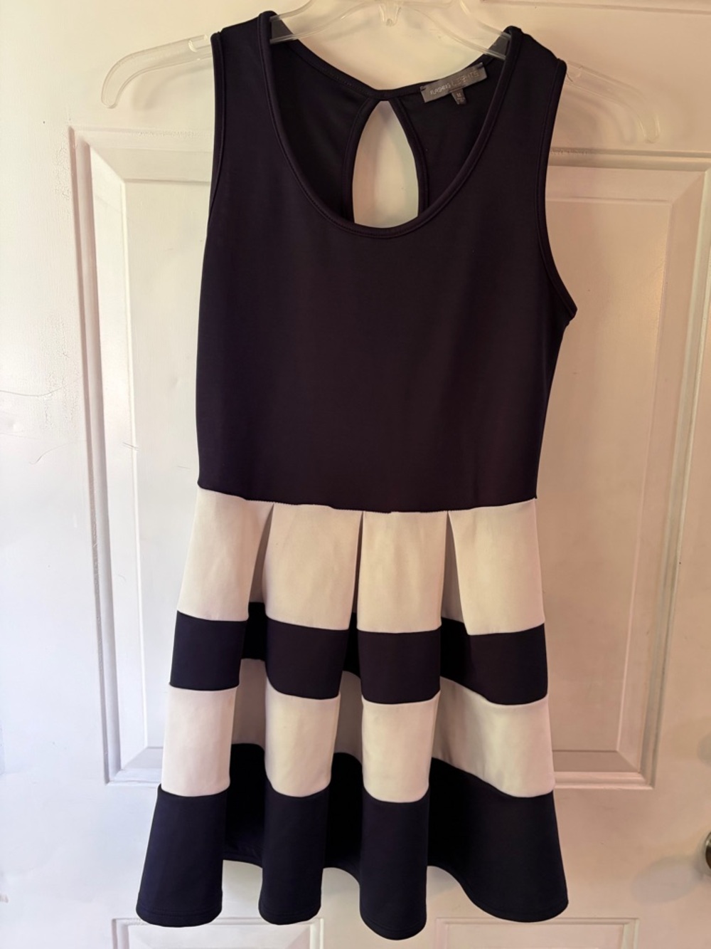 Flashing Lights navy and white knee length dress size medium preppy academia